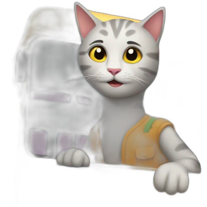 The cat rides the bus emoji