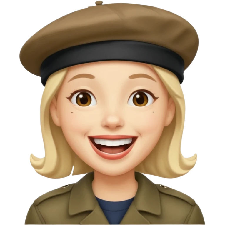 laughing emoji with beret emoji