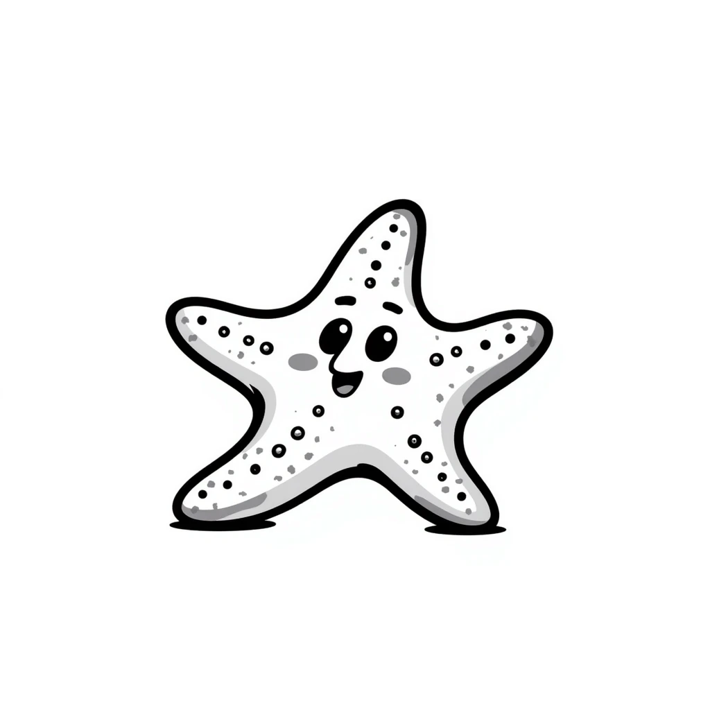 hand drawn starfish with detailed texture and little dots, playful sea creature emoji