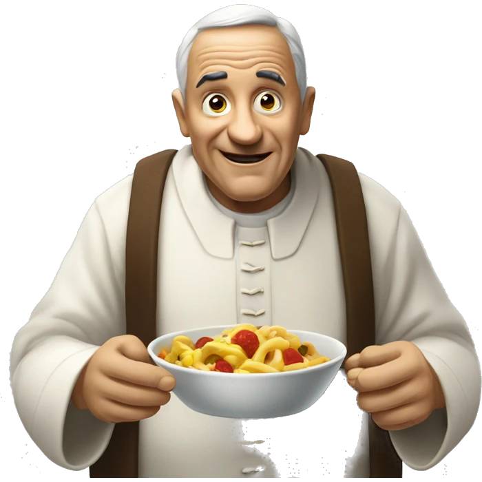 un papa qui mange un gaeau emoji