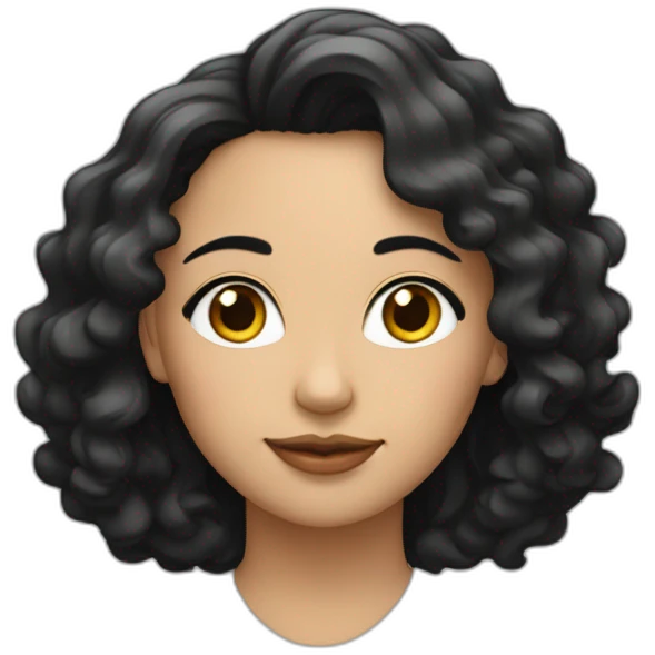 Cara mujer mulata con pelo rizado y negro emoji