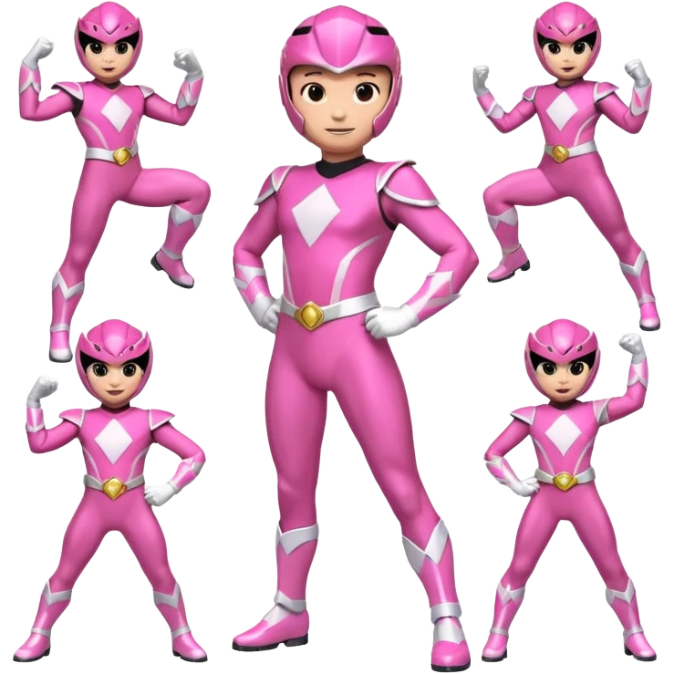 A cute Pink power ranger in different cute poses emoji