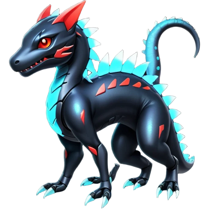 Modern Futuristic Iridescent Cyber-Salandit-Litten-Hybrid (Full body) emoji