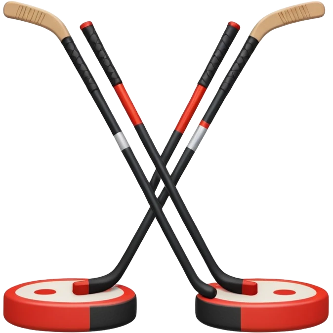 two hockey sticks crossing and a puck emoji