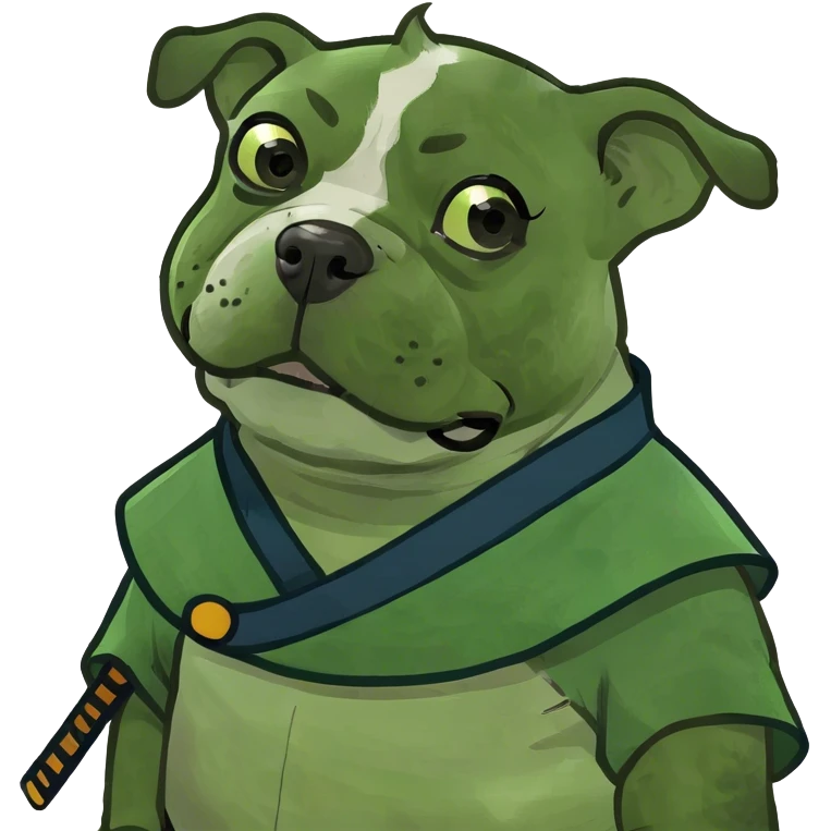 English bulldog puppy wearing samurai suit emoji