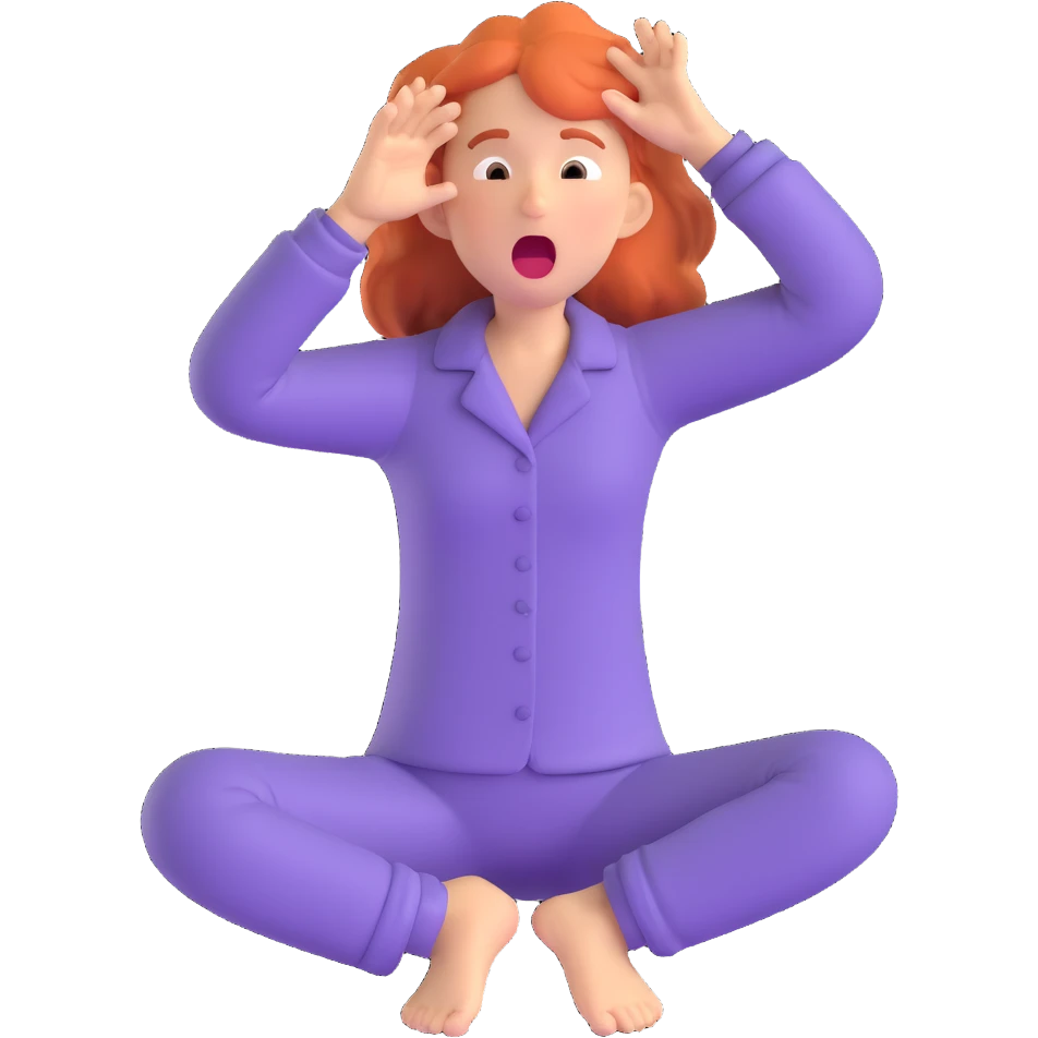 person stretching and yawning, wearing pajamas, tousled hair emoji