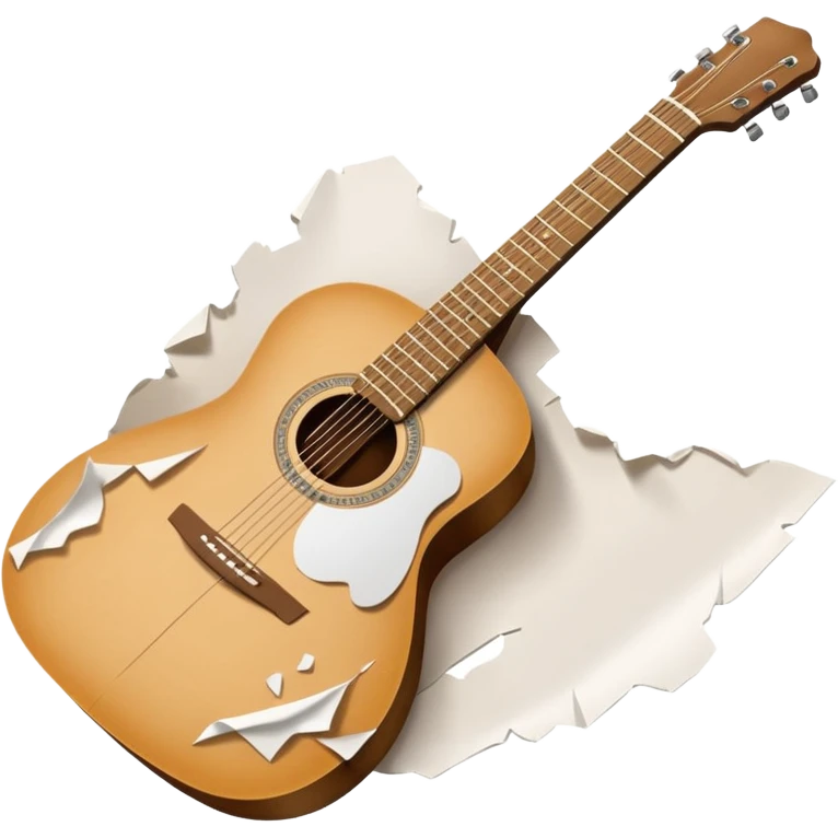 paper acoustic guitar with white paper tears & rips across it emoji