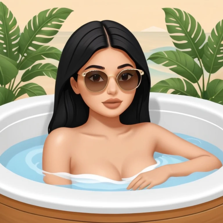 Kylie Jenner relaxing in a jacuzzi, zoomed out view emoji
