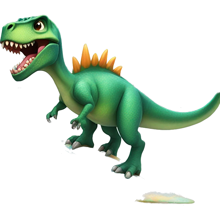 Dinosaur wearing a tutu and surf boarding in the sea emoji