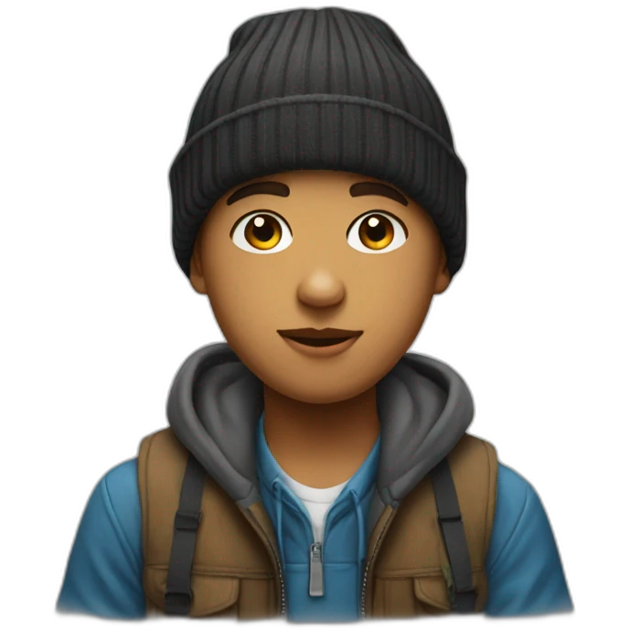 cool beanie boy portrait emoji