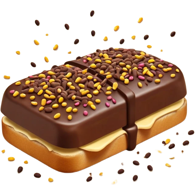 hagelslag-cinematic-realistic-hagelslag-treat-emoji,-depicted-as-crunchy-chocolate-sprinkles-scattered-on-a-slice-of-buttered-bread,-rendered-with-vivid-textures-and-playful,-inviting-lighting. emoji