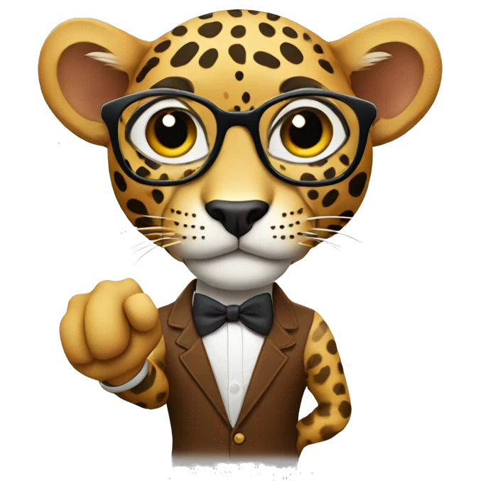 jaguar with nerd glasses and raising finger emoji