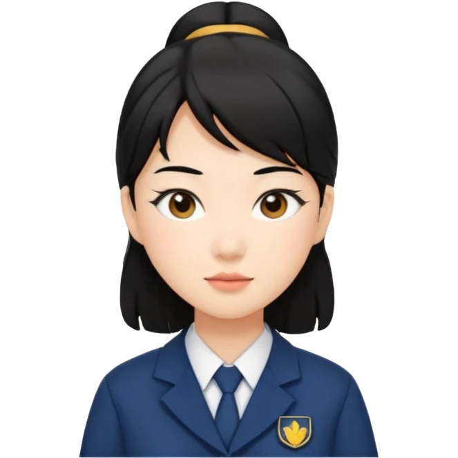 교복입은 검정 머리 동양인 단정한 여자 emoji