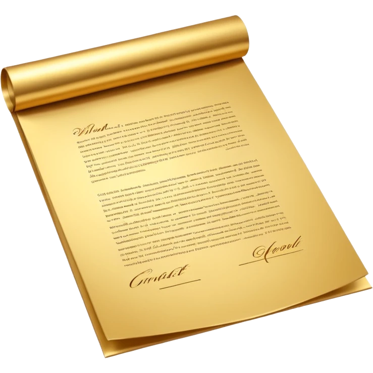 3D perspective Premium contract golden paper signed emoji