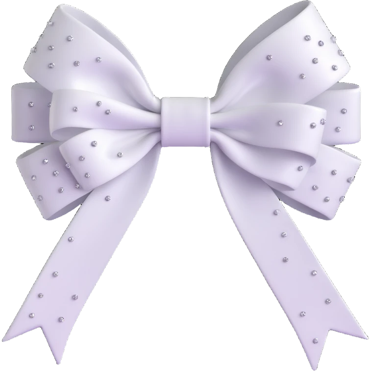 white bow with ribbon tails and sparkles emoji
