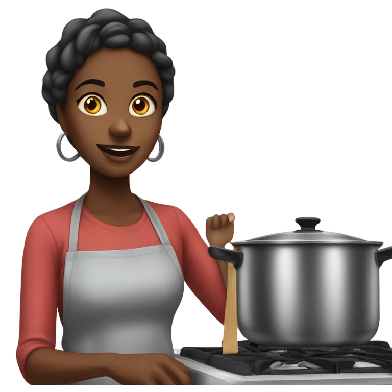 Black woman chef at stove emoji