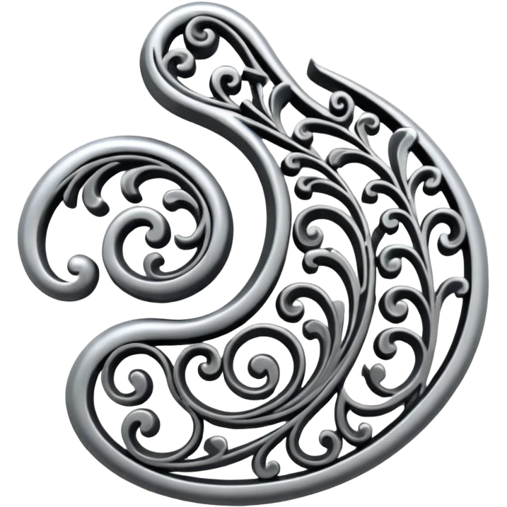 Black and silver filigree, 3D, extremely detailed design emoji