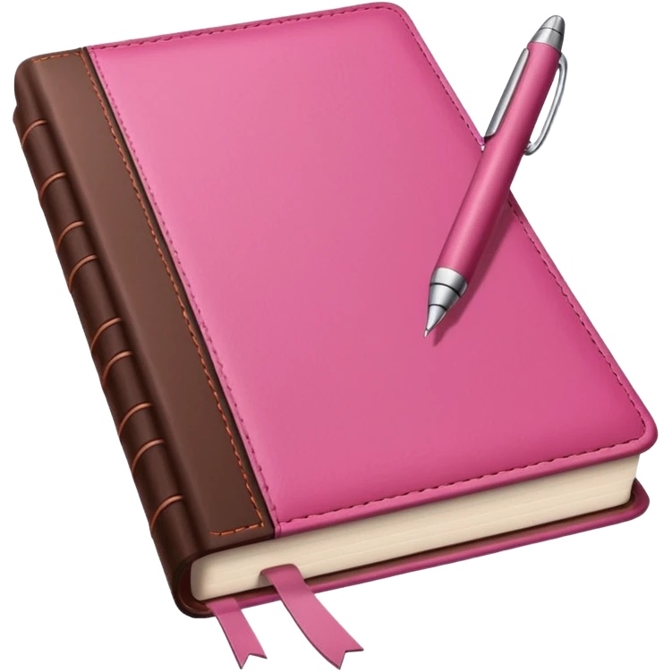 pink and brown modern books diary and pen emoji