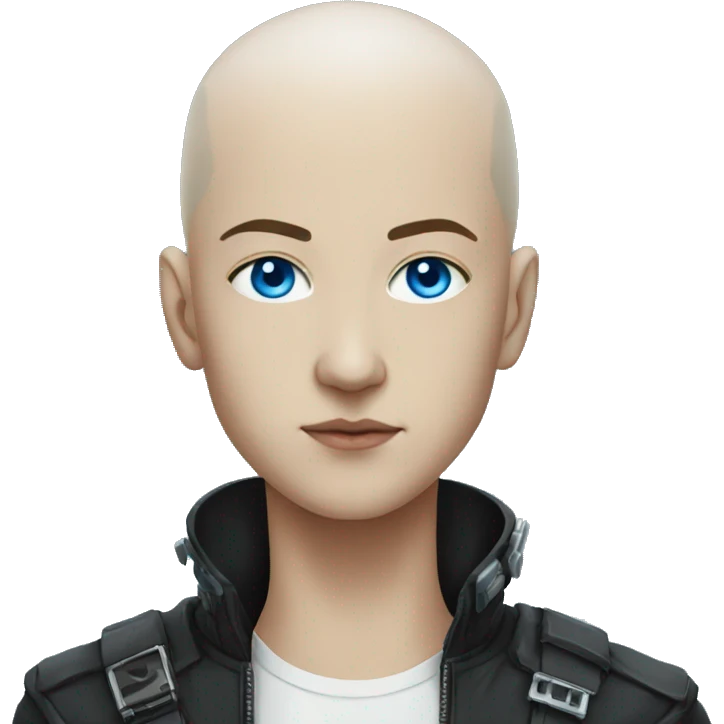 V, Cyberpunk, white, shaved heads, blue eyes emoji