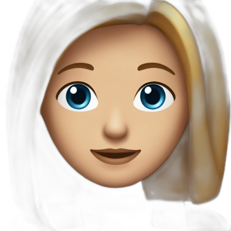 rownish Bob straight hairstyle with parting in the middle and blue eyes emoji