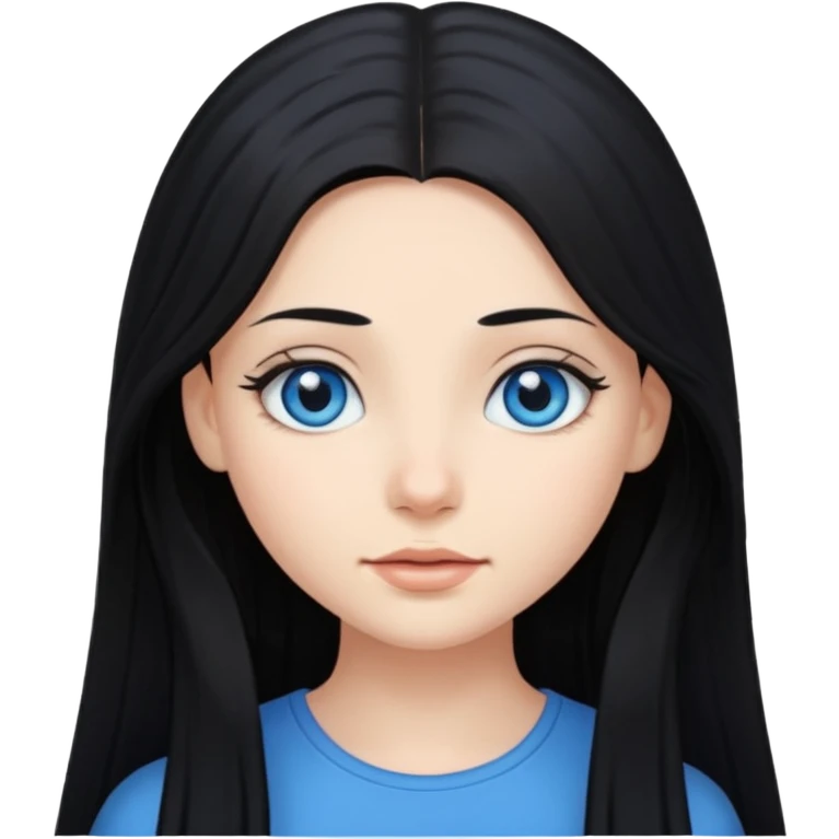 Emoji chica pelo largo negro ojos azules  emoji