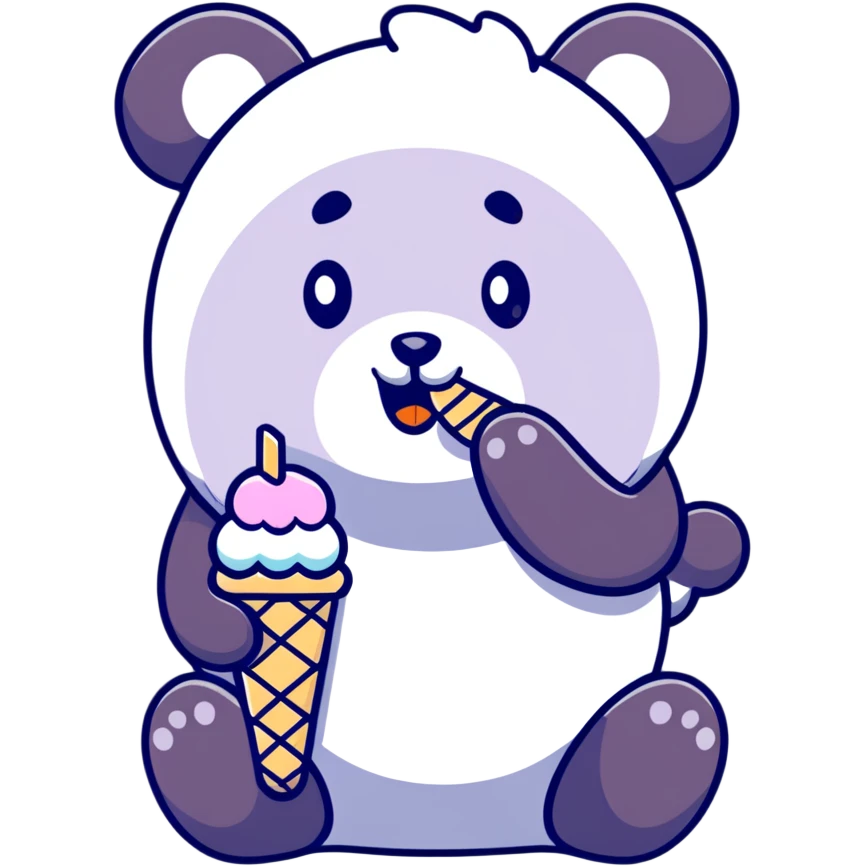 Panda eating ice cream emoji