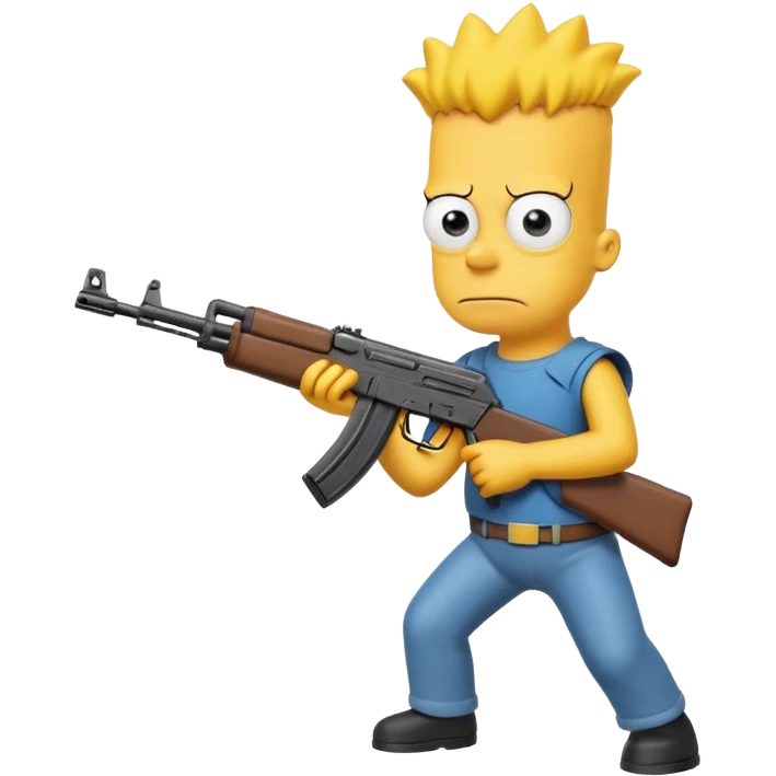 Bart simson qui tien une kalash et ki tire en l'air  emoji