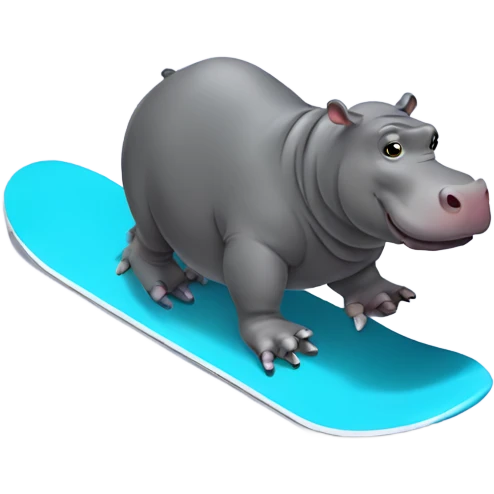Hippo snowboarding  emoji