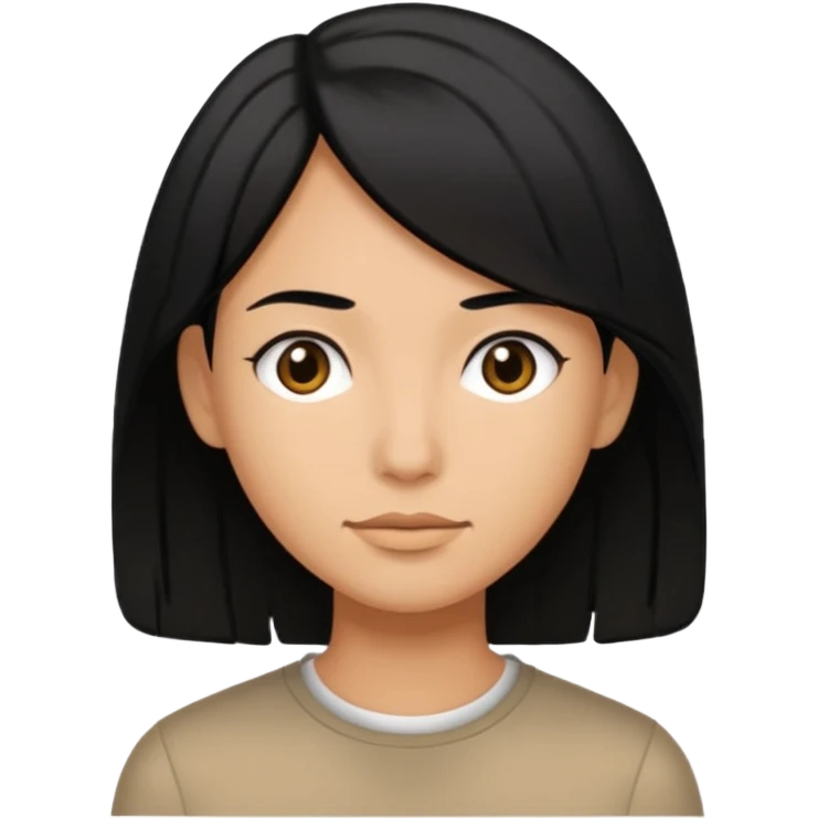 Medium hair length, black hair, tan skin emoji