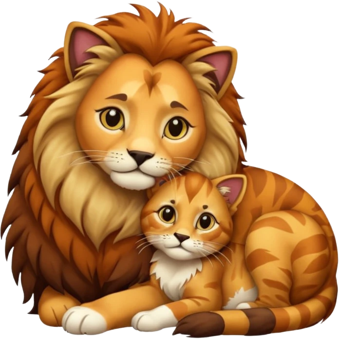 Gata mimando a leon emoji