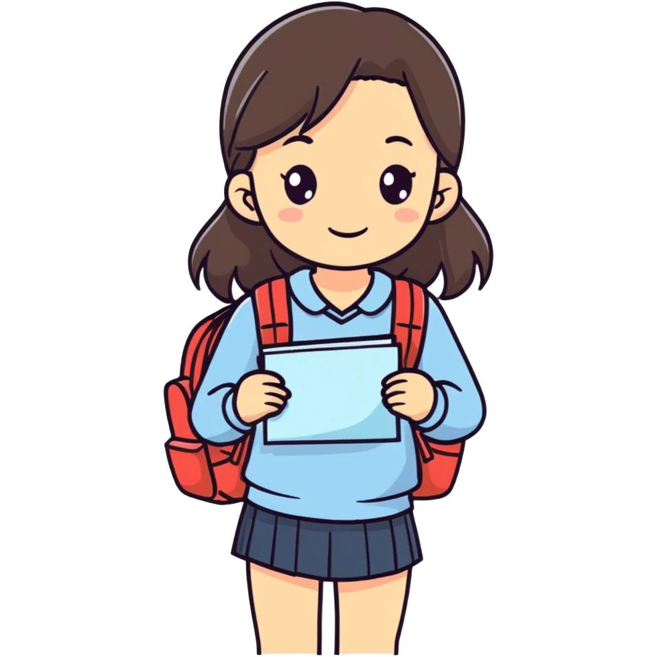 young brunette girly getting ready for school  emoji