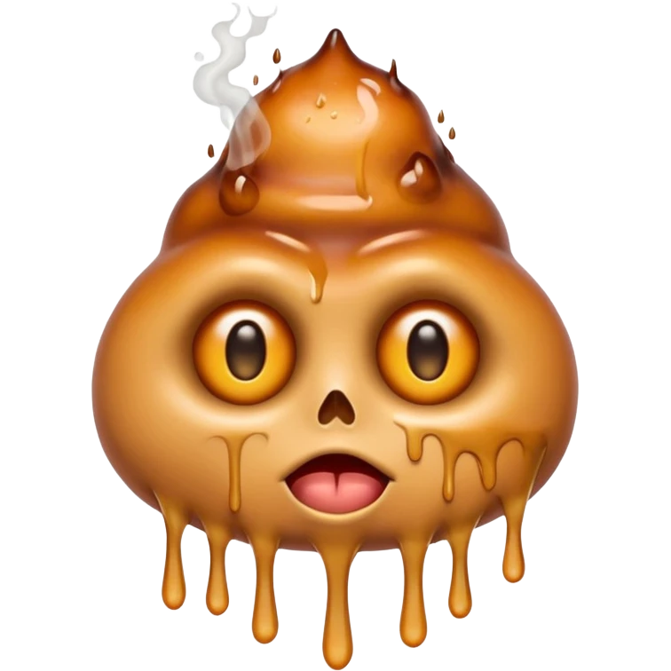 EXTREMELY Geeked Emoji of a sebacous gland cell smoking with freaky eyes and leaking and melting emoji