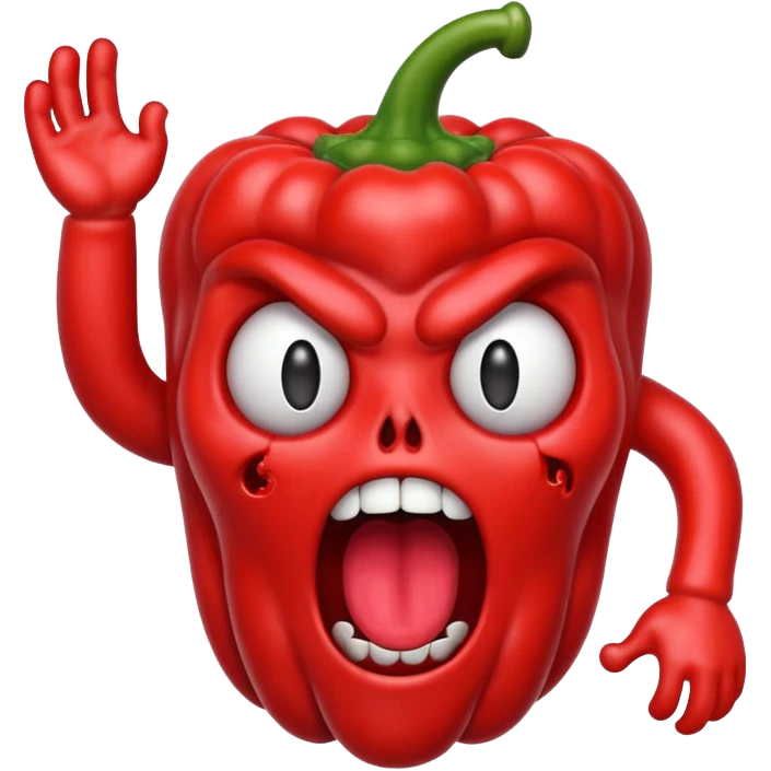 evil pepper with brain sticking out and screaming, no text emoji