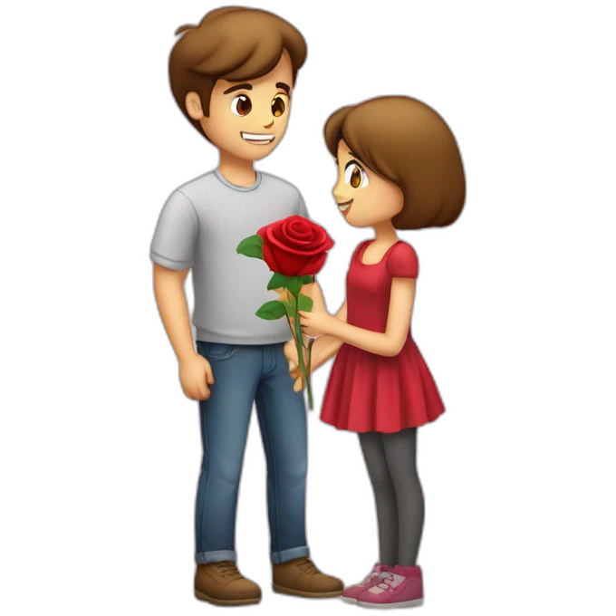 A guy giving an rose to girl asking to be my girlfriend emoji