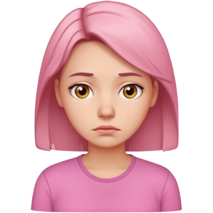 sad 30 year old woman pink shirt emoji
