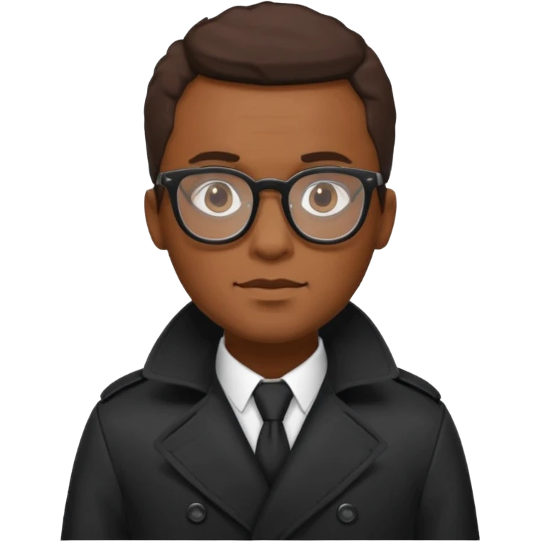 black man in black trenchcoat and glasses emoji