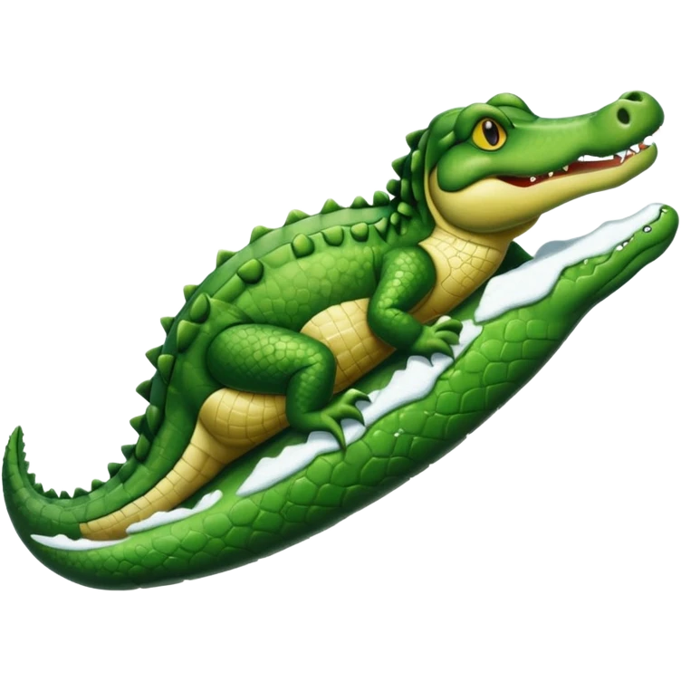 alligator sliding down snowy hill emoji