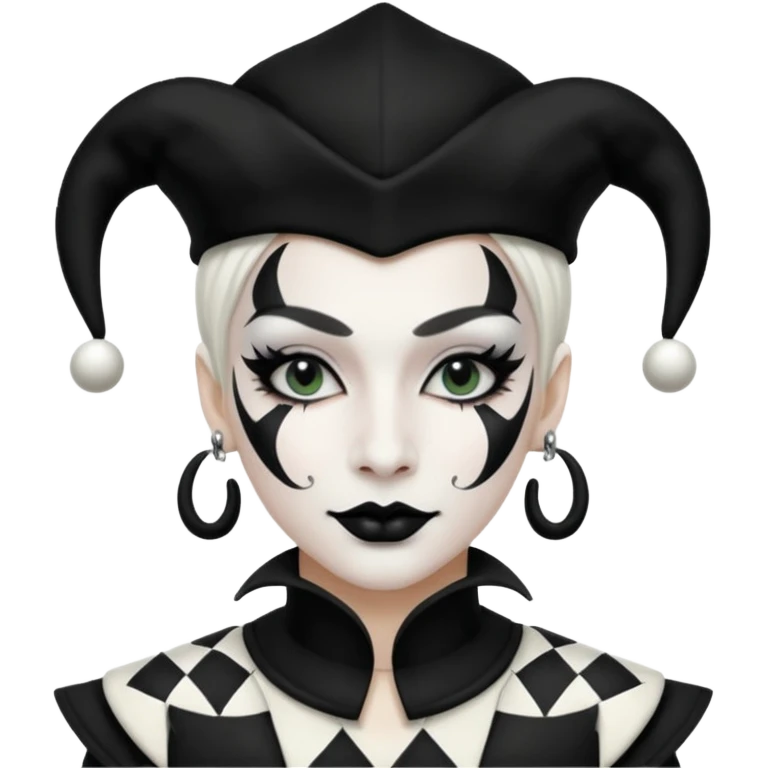 make a black and white jester uniform with white makeup and black lipstick emoji