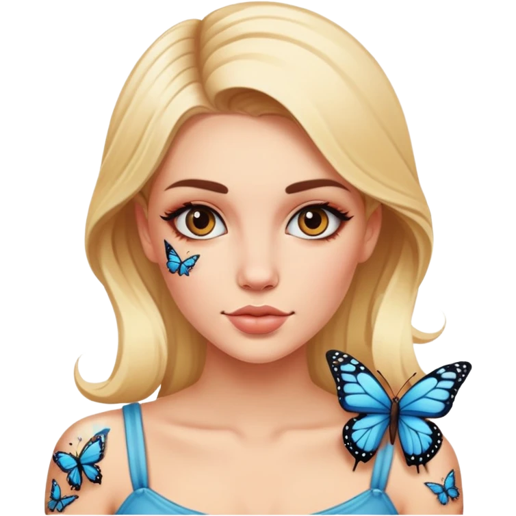 Blonde woman with butterfly tattoo  emoji