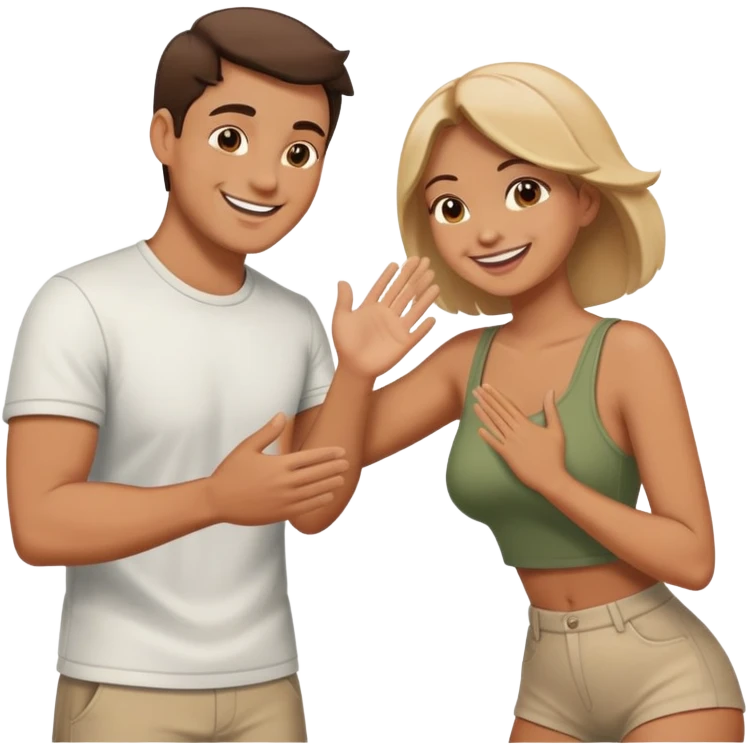 Мужчина сзади шлепает девушку по жопе emoji