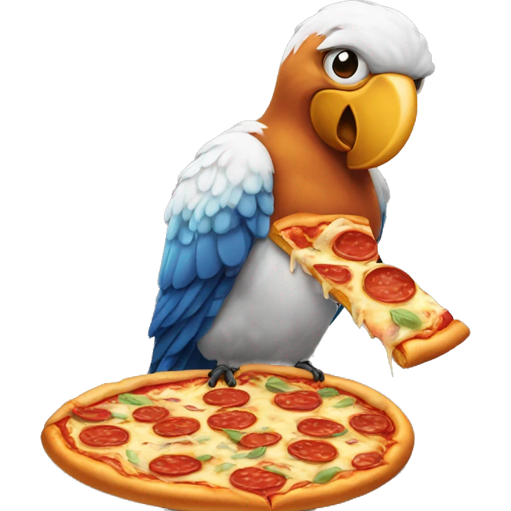 A bird eating pizza emoji