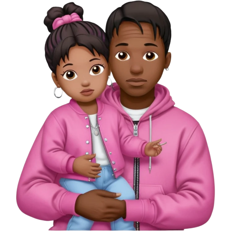 create an emoji of travis scott with his daughter stormi but with pink clothes emoji