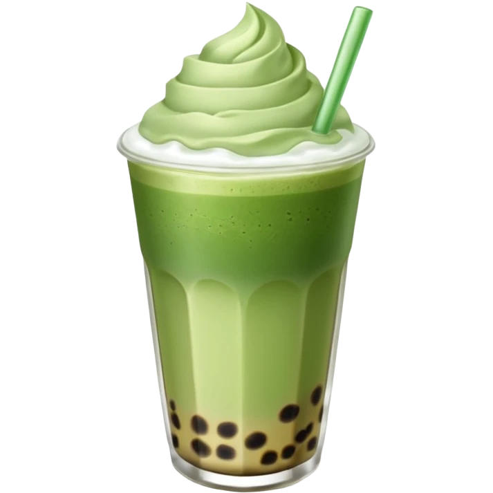 matcha latte with boba and ice without sticks for drinking and add a lil coffee  emoji