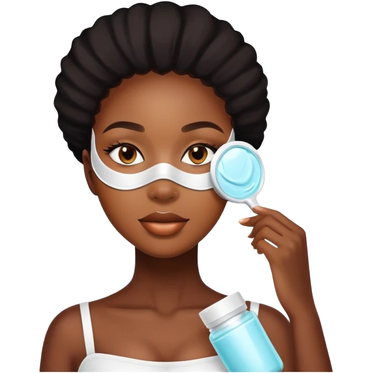 Black girl doing skin care mask emoji