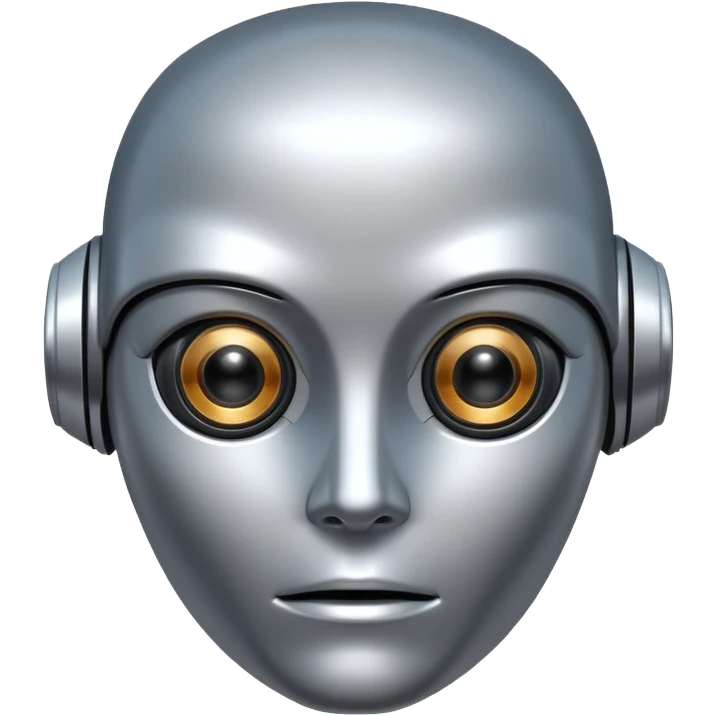 futuristic robot face AI agent with expressive eyes emoji