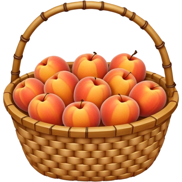 bamboo basket, peaches emoji