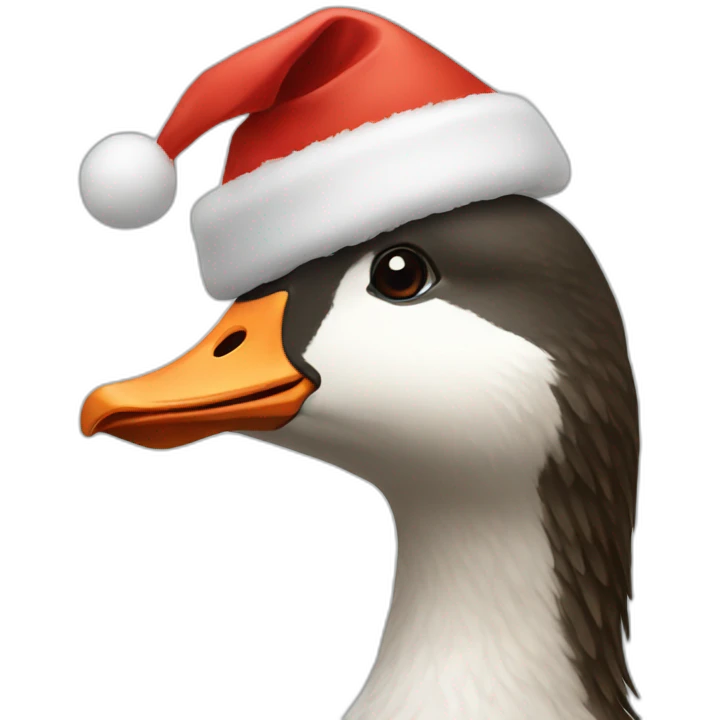 Goose with Xmas hat emoji
