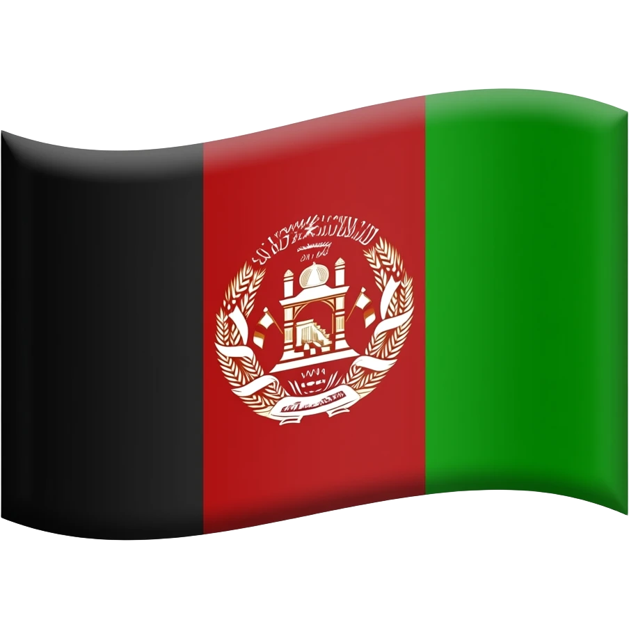 An emoji of the flag of Afghanistan with three vertical stripes of colors black, red and green colors emoji