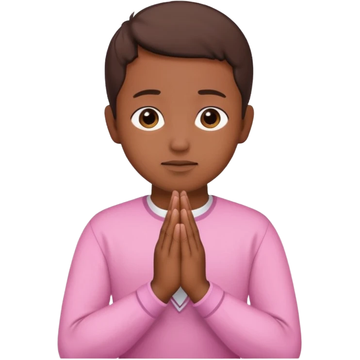 Brown praying hands with pink sleeves emoji
