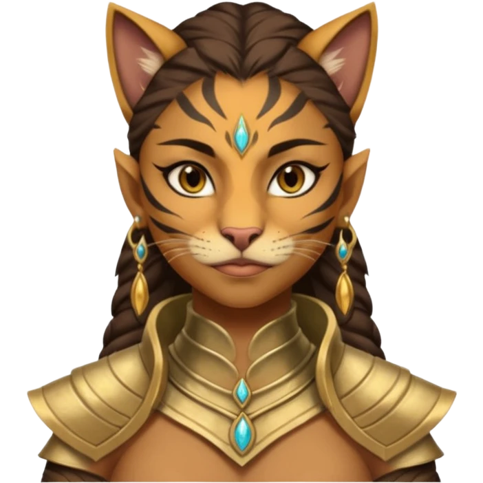 ESO female khajiit warrior with lashes and earrings emoji